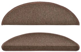 Tapetes de escada 15 pcs 56x17x3 cm castanho café