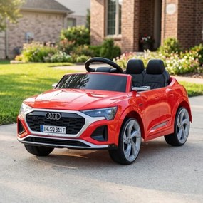 Carro elétrico para Crianças 12V 4x4 Audi SQ8, Rodas de espuma EVA, comando, assento Couro ecológico Vermelho