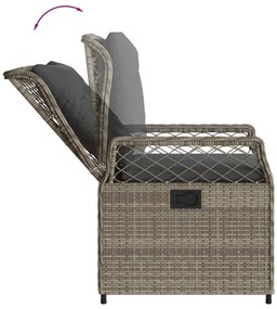 9 pcs conjunto de jantar p/ jardim c/ almofadões vime PE cinza