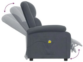 Poltrona de massagens veludo cinza-escuro