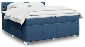 Cama com molas/colchão 200x200 cm tecido azul