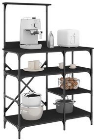 Estante de cozinha 90x40x132 cm derivados madeira/metal preto