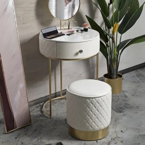 Toucador ALTA COM BANCO SHARON Ø 52X70 - Ø 36X39 CM BRANCO E DOURADO