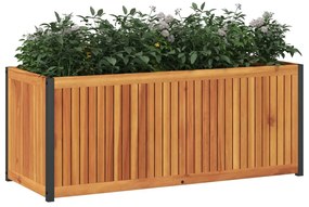 Vaso/floreira de jardim 110x45x44 cm acácia maciça e aço