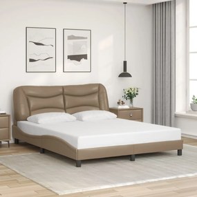 Estrutura cama cabeceira 160x200 cm couro artificial cappuccino