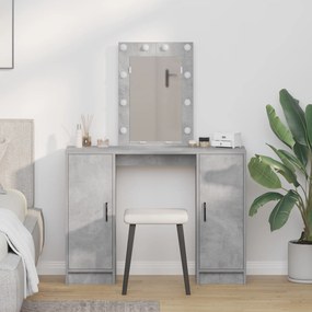 Mesa de Maquiagem vidaXL com Luzes LED Cinza Concreto 102x33x135 cm