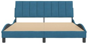 Estrutura de cama c/ cabeceira 160x200 cm veludo azul