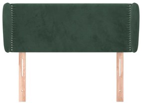 Cabeceira de cama c/ abas veludo 103x23x78/88cm verde-escuro