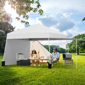 Tenda Pop up, jardim, feiras, eventos 430 x 280 cm (COM TOLDO) com 2 paredes laterais conversíveis, 2 alturas ajustáveis, bolsa de transporte, branca