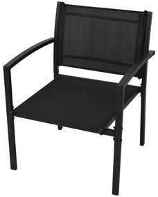 4 pcs conjunto lounge para jardim textilene preto