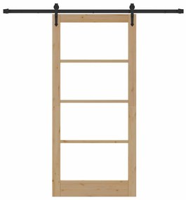 Conjunto de Porta Deslizante vidaXL com Material 93x202 cm Madeira Sól