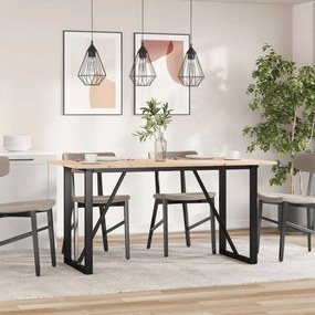 Mesa de jantar estrutura em O 140x80x75cm pinho e aço