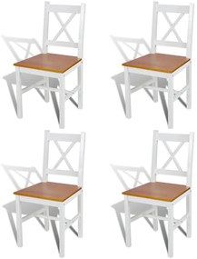 vidaXL Cadeiras de jantar 4 pcs madeira de pinho branco