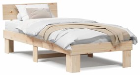 Estrutura da Cama com cabeceira Castanho 90 x 190 cm