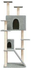 Árvore p/ gatos c/ postes arranhadores sisal 153 cm cinza-claro