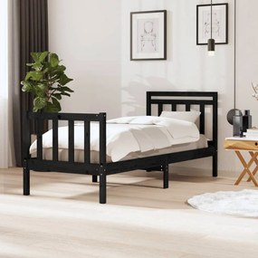 Estrutura de cama pequena solteiro 75x190 cm madeira preto