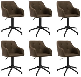 vidaXL Cadeiras de jantar giratórias 6 pcs tecido castanho-escuro