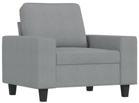 3 pcs conjunto de sofás tecido cinzento-claro