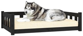 Cama para cães 105,5x75,5x28 cm madeira de pinho maciça preto