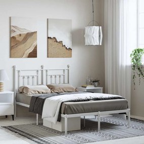 Estrutura de cama com cabeceira 135x190 cm metal branco