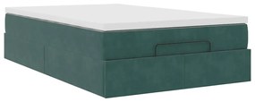 Estrutura de cama otomana com colchão verde escuro veludo