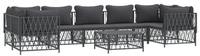 8 pcs conjunto lounge de jardim com almofadões aço antracite