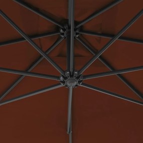 Guarda-sol jardim cantilever c/ poste aço 250x250 cm terracota