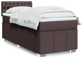 Cama com molas/colchão 90x200 cm tecido castanho-escuro
