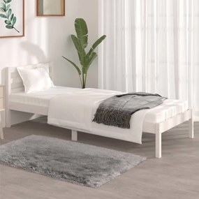 Estrutura de cama pequena solteiro 75x190cm pinho maciço branco