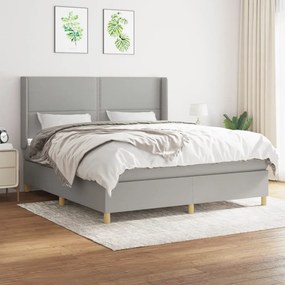 vidaXL Cama com molas/colchão 160x200 cm tecido cinzento-claro