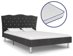 vidaXL Cama c/ colchão espuma memória 140x200cm tecido cinzento escuro
