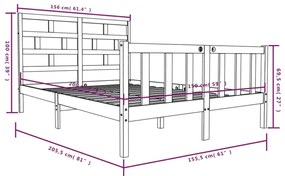 Estrutura de cama king 150x200 cm pinho maciço