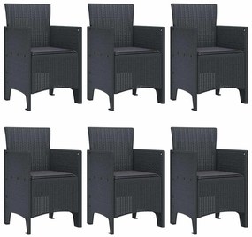 Conjunto de Jantar para Jardim 7 pcs Antracite Ratan PE