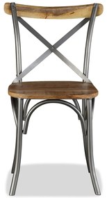 Cadeiras de jantar 4 pcs madeira mangueira maciça + encosto aço