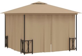 Gazebo c/ paredes laterais e telhado duplo 3x3 m cinza-acast.