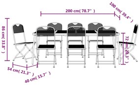 9 pcs conjunto de jantar para jardim rede de metal antracite