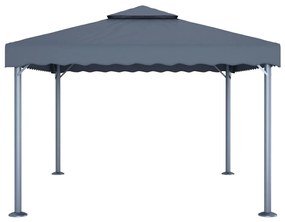 Gazebo com cordões de luzes LED 400x300 cm alumínio antracite