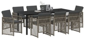 Conjunto de Jantar de Jardim vidaXL de 9 Peças com Almofadas Cinza em