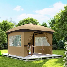 Tenda de Jardim 3,35x3,35 m Tenda de Exterior com Teto Duplo Paredes L
