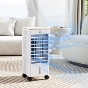 Climatizador Refrigerador de Ar Portátil 3 em 1 Humidificador Ventoinha com 3 Velocidades Temporizador 22,5x24,5x54 cm Branco