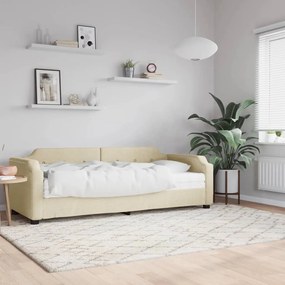 vidaXL Sofá-cama com colchão 100x200 cm tecido cor creme