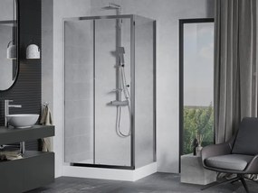 Mexen Apia cabine de duche deslizante 100 x 80 cm, transparente, cromada + base de duche Rio - 840-100-080-01-00-4510