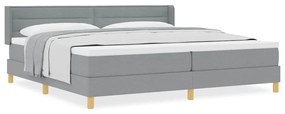 Cama Box com Colchão Cinza Claro - 200 x 200 cm, Têxtil.
