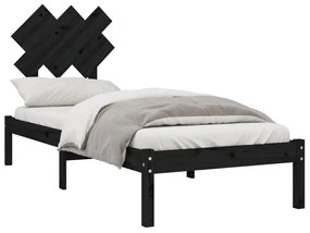 Estrutura cama pequena solteiro 75x190 cm madeira maciça preto