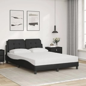 Cama com colchão 140x190 cm couro artificial preto