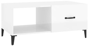 vidaXL Mesa de centro 90x50x40 cm madeira processada branco brilhante