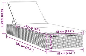 Espreguiçadeira com mesa vime PE cinza