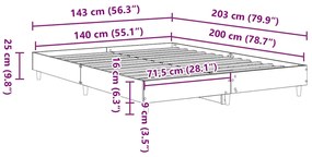 Estrutura de cama sem colchão 140x200 cm cinzento cimento
