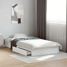 vidaXL Estrutura cama c/ gavetas 75x190 cm derivados de madeira branco