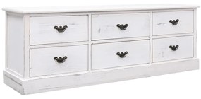 vidaXL Móvel de TV 108x30x40 cm paulownia maciça branco antigo